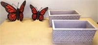 (2) Planter Boxes & (2) Metal Butterflies