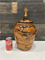 Nice Wooden Vase w/Lid, Made in Haiti