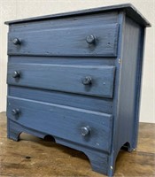 14" Tall Blue Painted Doll Dresser