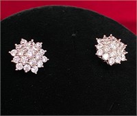 Sterling Silver CZ Cluster Earrings