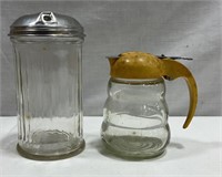 Vintage Syrup Dispenser & Vintage Glass Sugar Jar