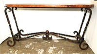 Metal Top Long Console Table with Metal Base