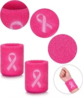 Hicarer Pink Ribbon Wristbands 4 Pieces