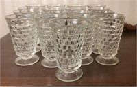 17 Vtg. Whitehall Clear Cubed Footed Glasses