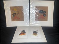 Tofferson 2 Originals & 1 Print Matted Native Art