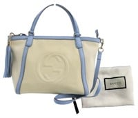Gucci Cream & Blue 2WAY Handbag