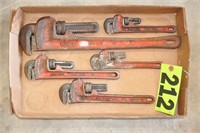 (5) Ridgid pipe wrenches, (2) 8", (2) 10", (1) 18"