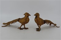 Set of 2 Solid Brass Pheasant Birds