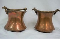 Pair of antique copper kettles