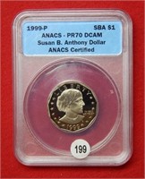 1999 Susan B Anthony Dollar ANACS PR70 DCAM