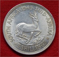 1949 South Africa Silver 5 Shillings