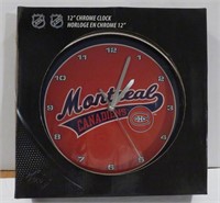 Sealed Montreal Canadiens 12" Chrome NHL Clock