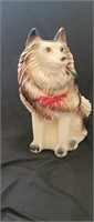 1930s Chalkware Collie Dog Bank with Coins
