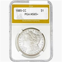 1885-CC Morgan Silver Dollar PGA MS65+