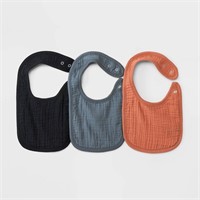 Baby 3pk Basic Muslin Bib - Cloud Island Black