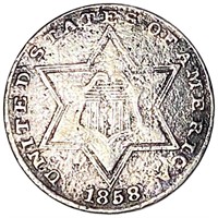 1858 Three Cent Silver LIGHTLY CIRCULATED