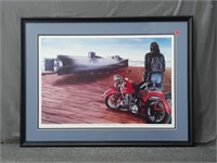 Signed Numbered Harley Davidson Print Under Glass