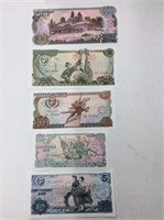 Lot Of 5 X North Korea 1978 Banknotes