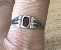 Vintage Sterling Silver 8 1/2 Ruby Ring