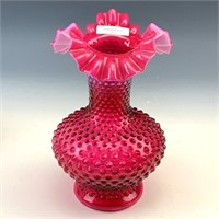 Fenton Cranberry Opal Hobnail CRE Vase
