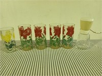 Jelly glass, 4 floral glasses, nut chopper