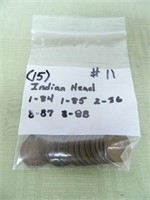 (15) Indian Head Cents 1-1884, 1-1885, 2-1886,