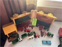 toy house and tractors