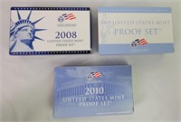 2008 - 2010 U S Mint Proof Sets
