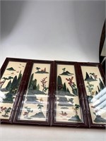 Beautiful Set of 4 Vintage Asian Wall Panels