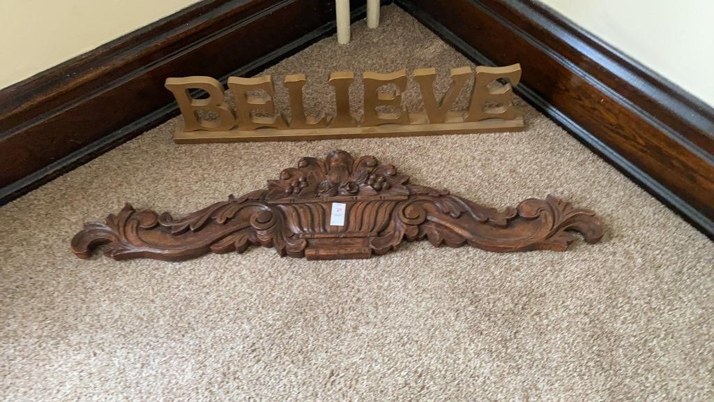 wooden Believe decor 31 inches long, wooden