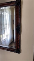 Wooden framed beveled wall mirror 41 x 29 “