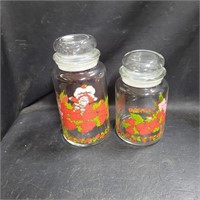 1980 Strawberry Shortcake Clear Glass Canisters