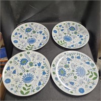 Texas Ware Blue Floral Plates Lot of 4