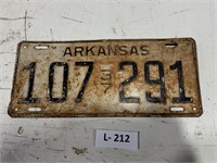 Arkansas 1937 License Plate