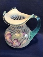 Fenton "Purple Floral" Spiral Art Glass Pitcher