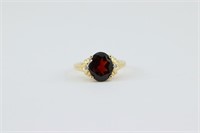Garnet & Diamonds 10K Gold Ring #1