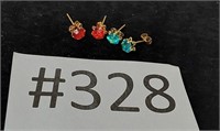 Red and aqua earrings