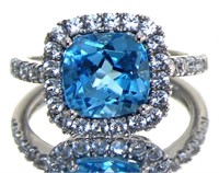 Cushion Cut 4.60 ct Blue Topaz Dinner Ring