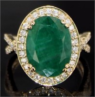 14kt Gold 6.91 ct GIA Emerald & Diamond Ring
