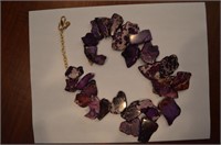 Large Purple and Goldtone Costume Necklace