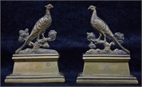 Antique Victorian Brass Pheasant Mantle Ornaments
