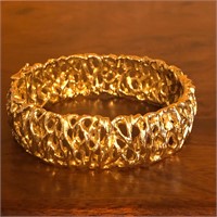 14K Gold Exquisite Heavy Wide Hinged Bracelet