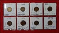 (8) Indian Head Cents - 1860-1862-1889-1890-1865-