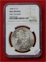 1884 CC Morgan Silver Dollar NGC UNC Details