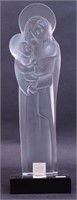 A 13" Lalique crystal Madonna and Child on a 1 1/2