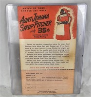 Aunt Jemima Syrup Pitcher Mail away Form