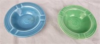 2 Green Fiesta Ware Ashtrays