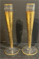 Rare Ransgil Crystal Bus Vases 22K gold 6"