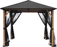 10'X10' Hardtop Gazebo W/ Wood Grain Finish