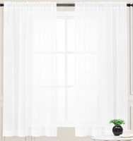 CAAMOO WHITE SHEER CURTAINS(52X45IN) 2 PANELS